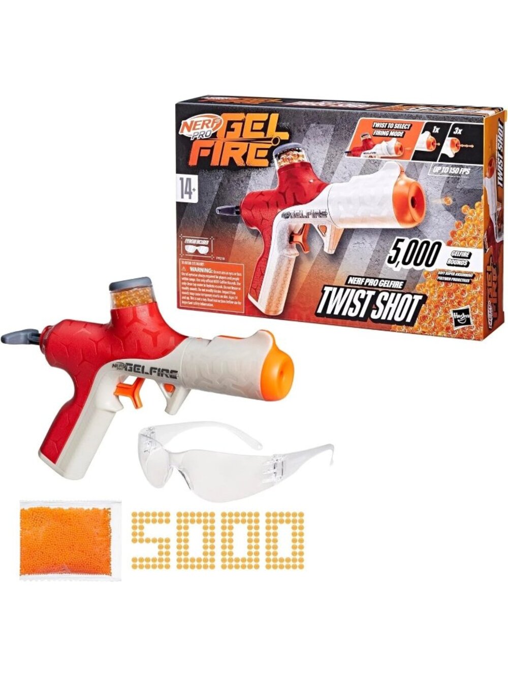 NERF Pro Gelfire Twist Shot Blaster 150 FPS + 5000 Gel Rounds & Goggles New